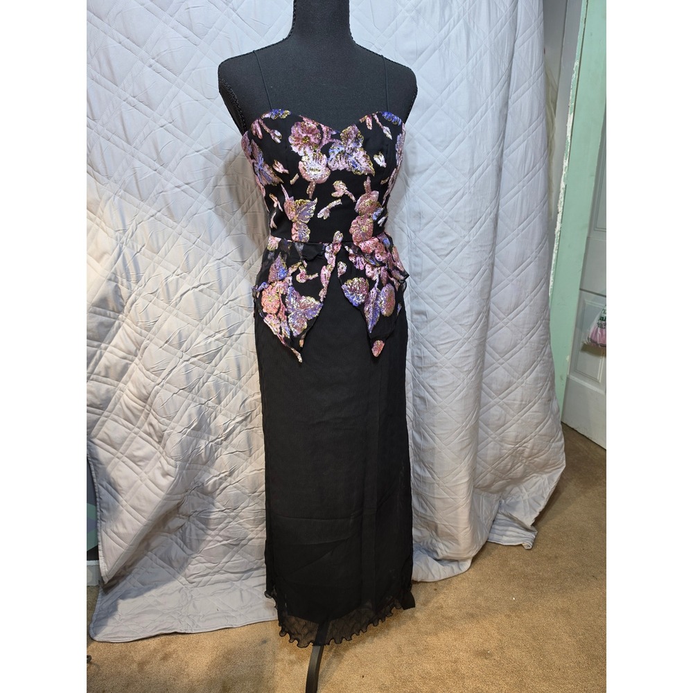 Judy Hornby Couture 3pc Silk Set Floral Devore Jacket Camisole Maxi Skirt Size 4 - Picture 2 of 16